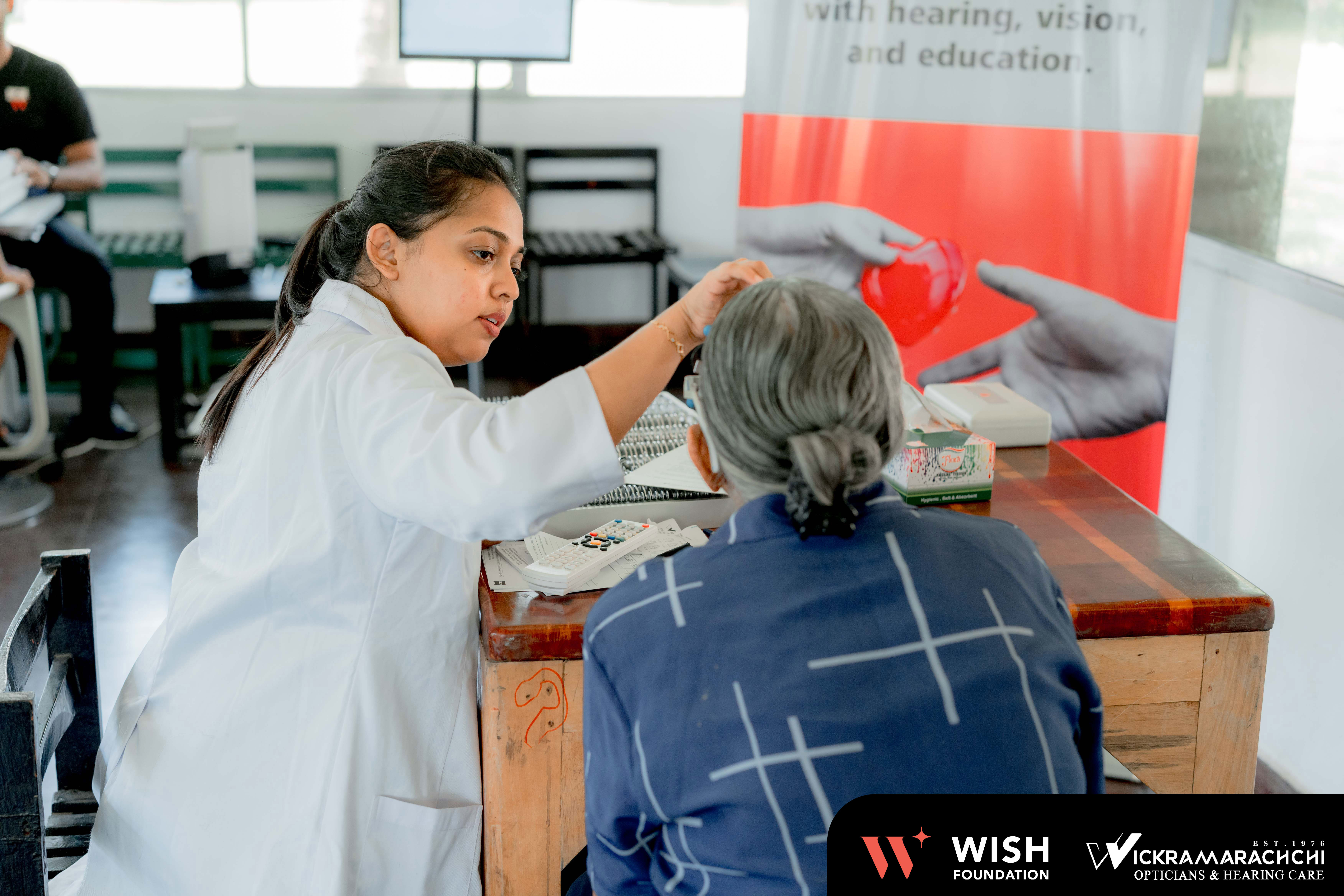 Hearing screening being conducted at the camp