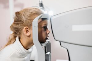 A Girl Having her Eyes Tested